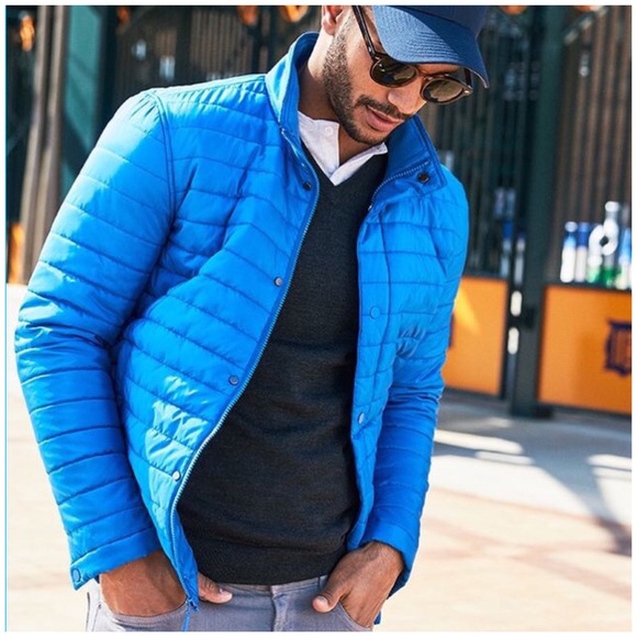 Bonobos Mens Blue Quilted Puffer Zip Up 